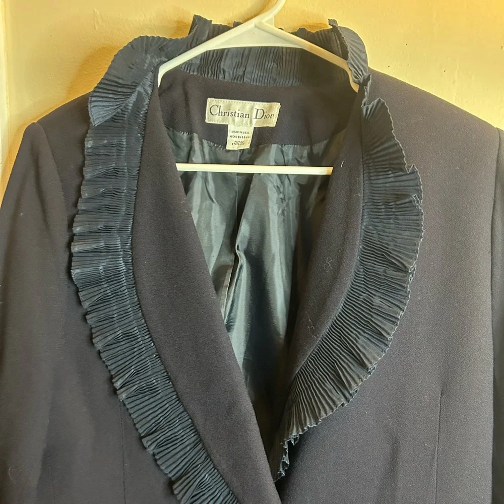 Dior Midnight Blue Women's Blazer with Ruffle Trim